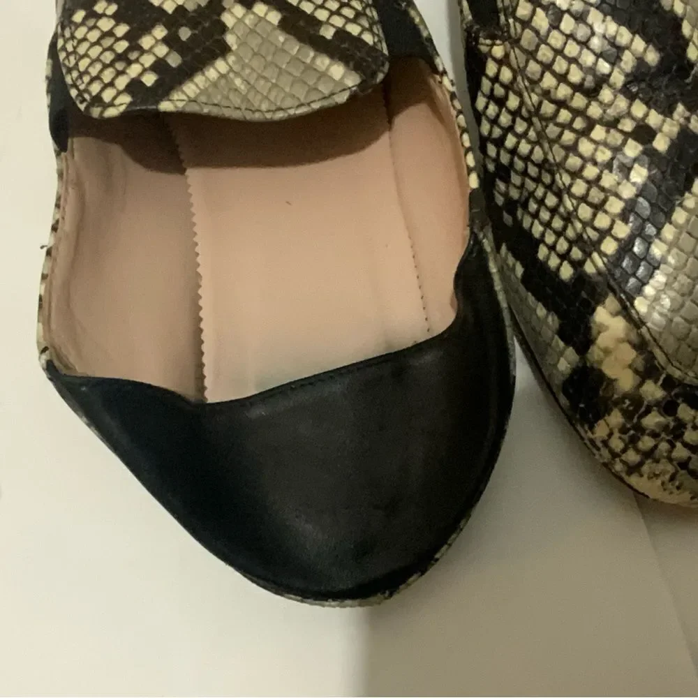 J.Crew Women's Sz 9 Snakeskin Embossed Leather Convertible Mules Loafers